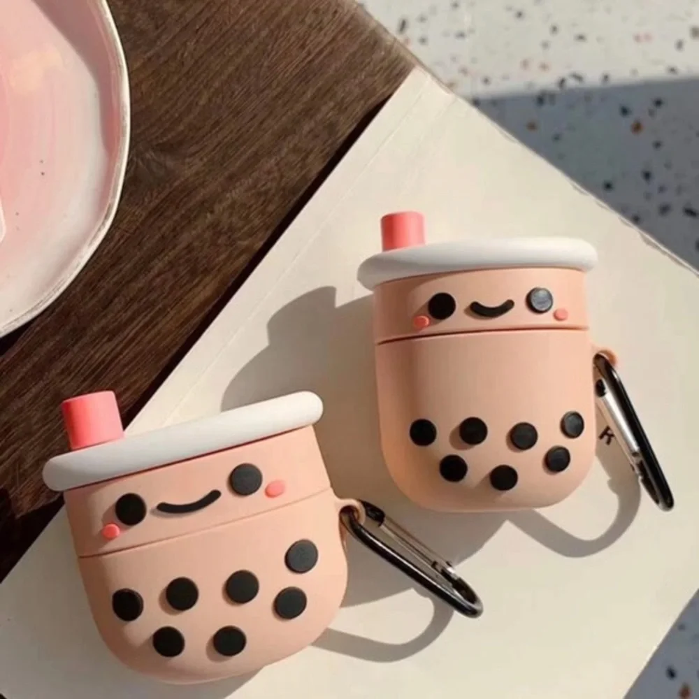 Girly Pink Boba Milk Tea Silicone Protective‎